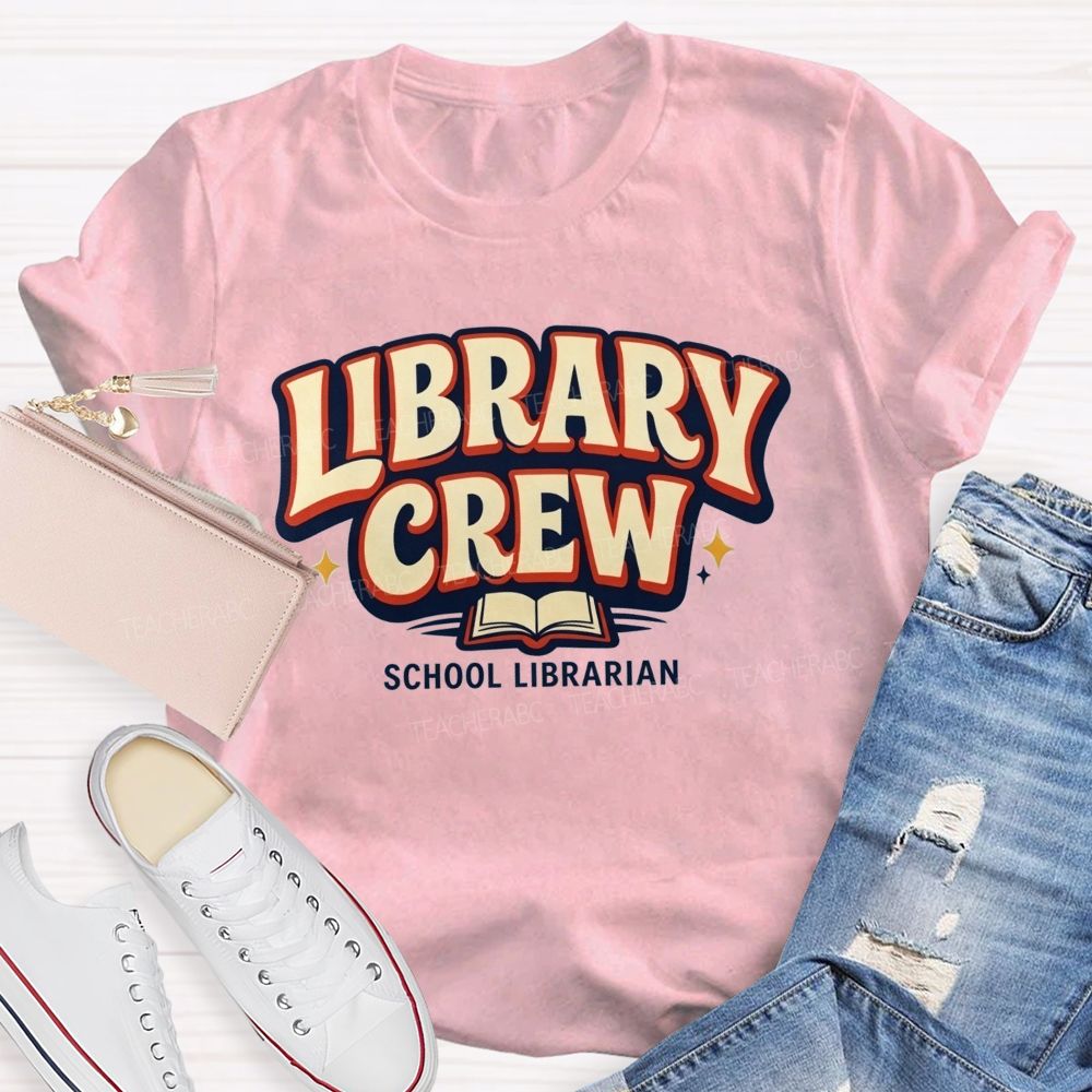 Library Crew And School Librarian Keeping Books And Readers Connected Teacher T-shirt