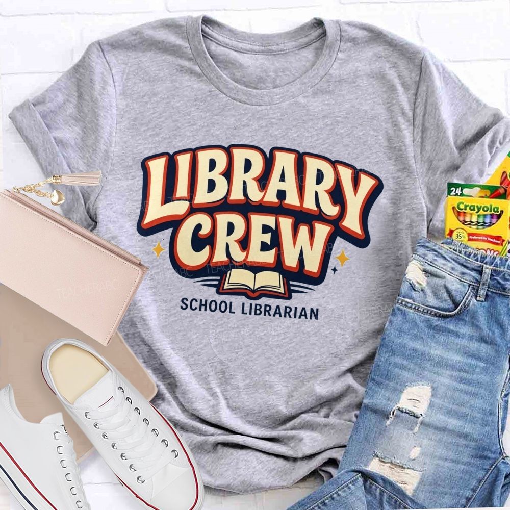 Library Crew And School Librarian Keeping Books And Readers Connected Teacher T-shirt