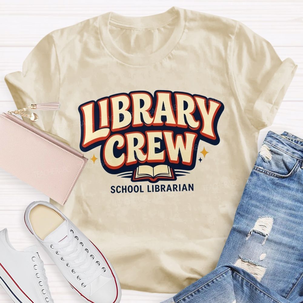 Library Crew And School Librarian Keeping Books And Readers Connected Teacher T-shirt