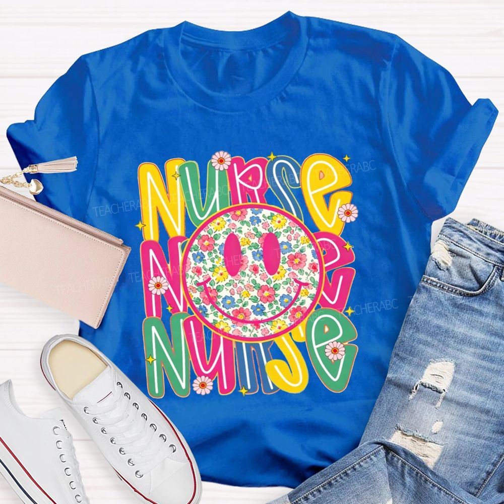 Nurse Life With Happy Floral Vibes T-shirt