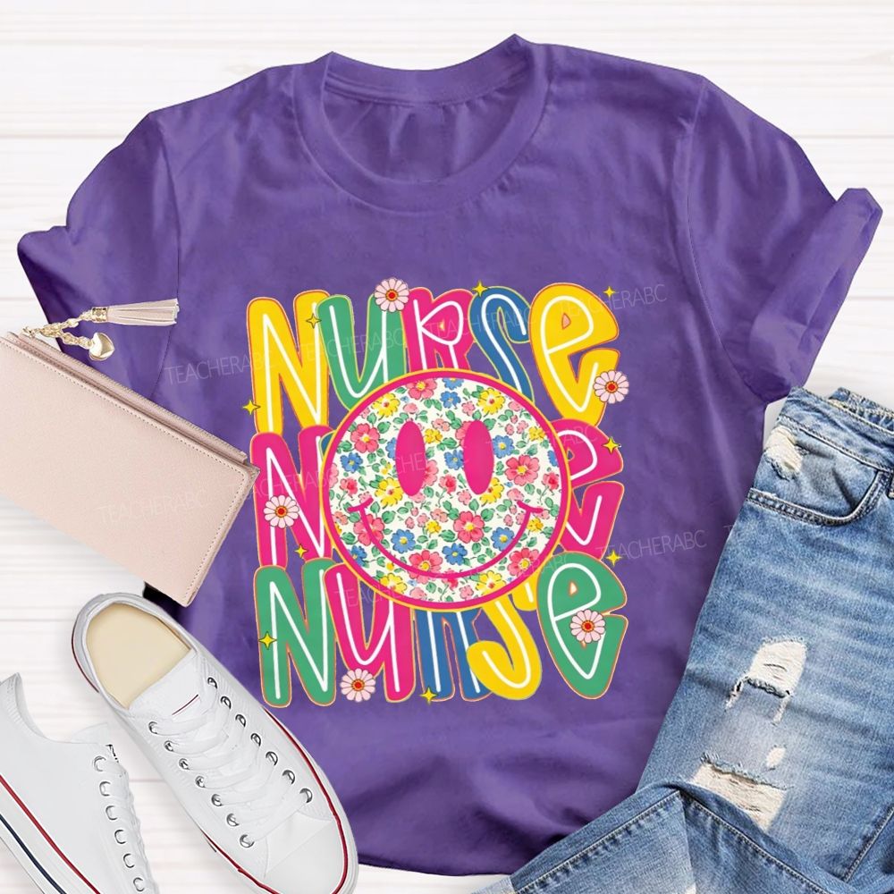 Nurse Life With Happy Floral Vibes T-shirt