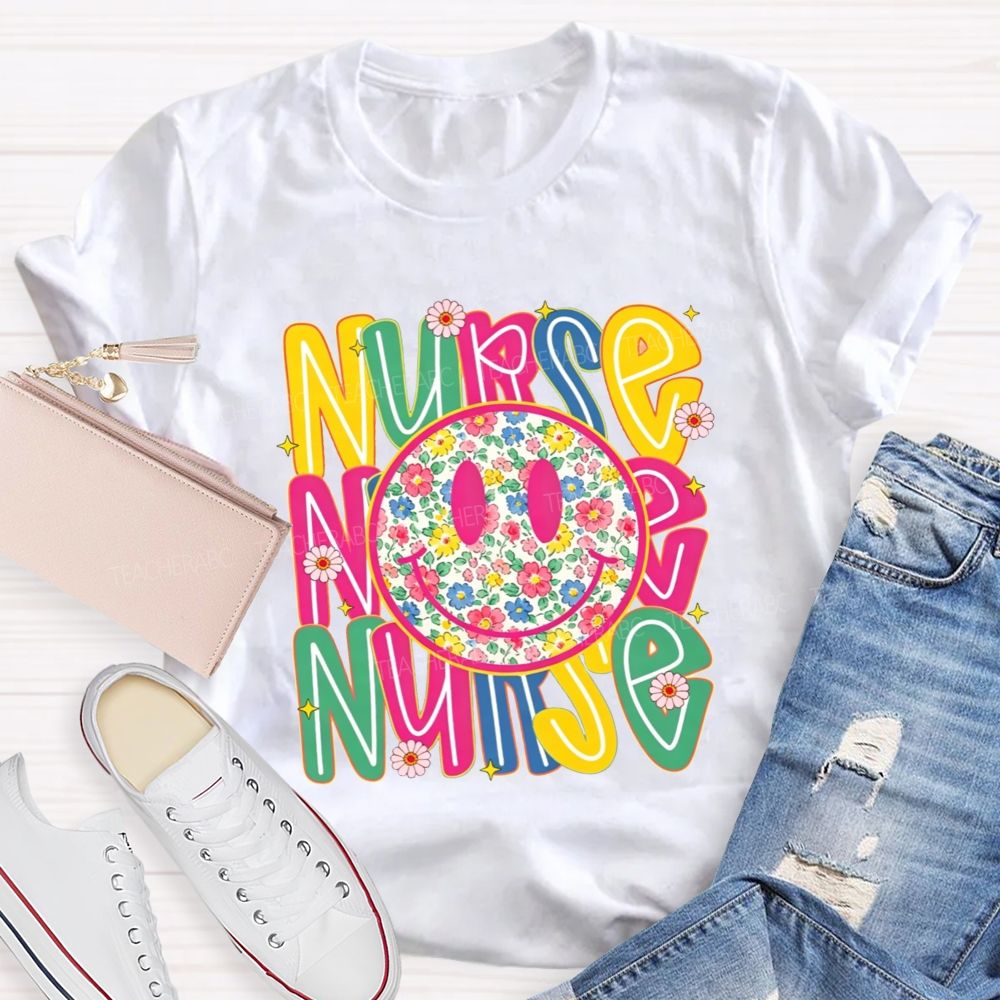 Nurse Life With Happy Floral Vibes T-shirt