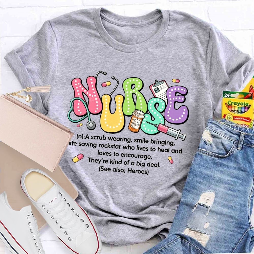 School Nurse A Scrub Wearing Smile Bringing Life Saving Rockstar T-shirt