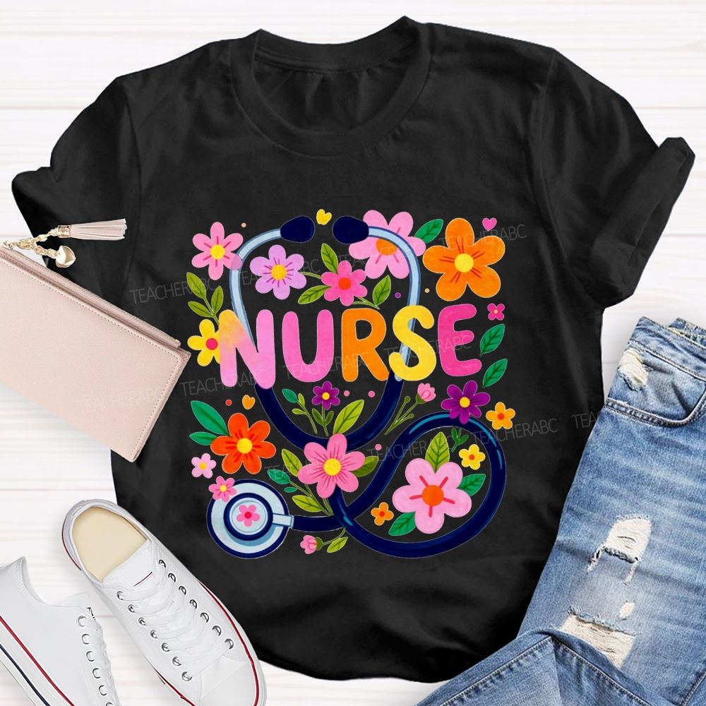 Nurse Life Surrounded By Blooms T-shirt