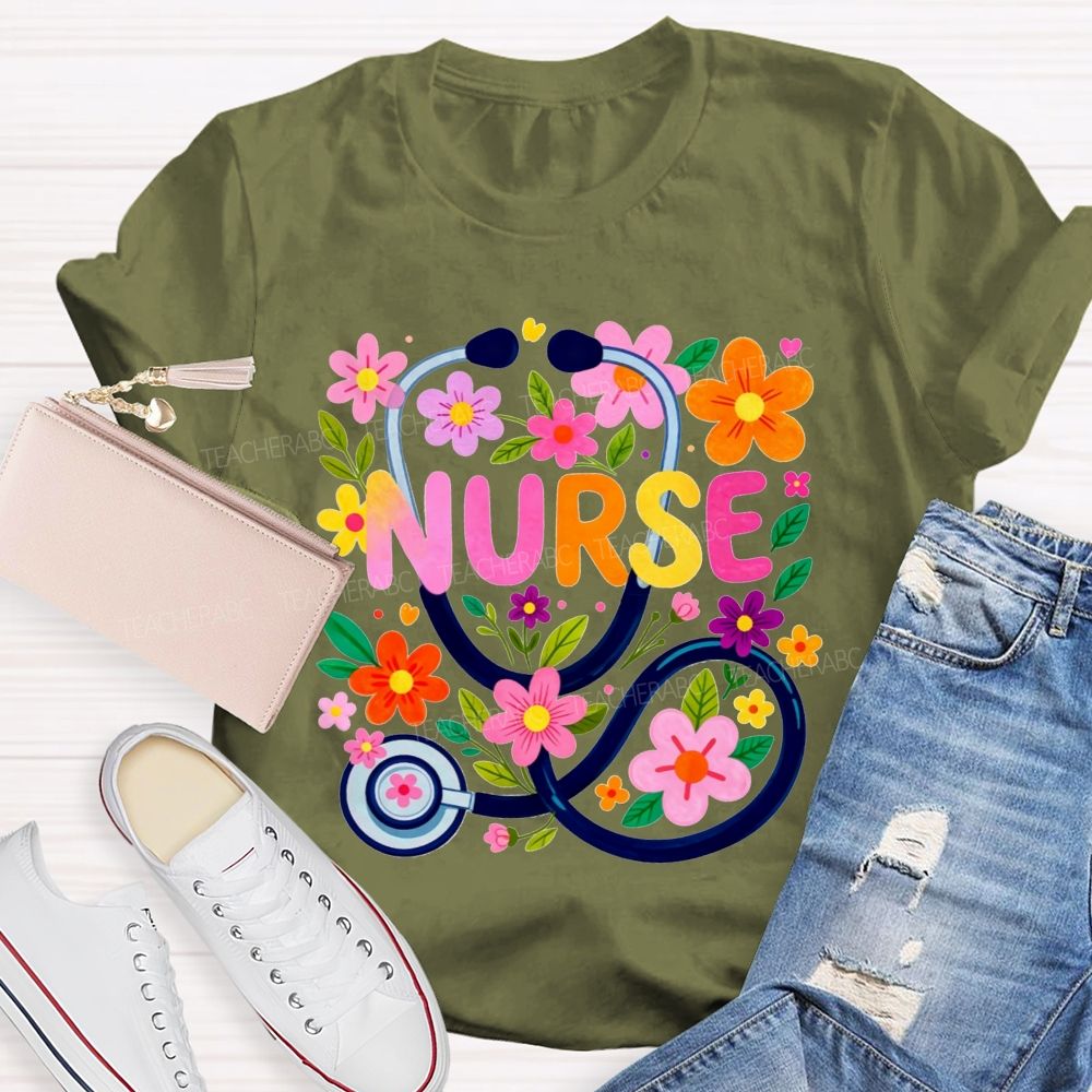 Nurse Life Surrounded By Blooms T-shirt