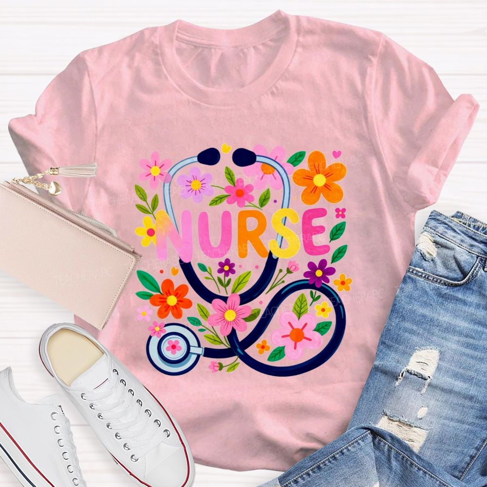 Nurse Life Surrounded By Blooms T-shirt