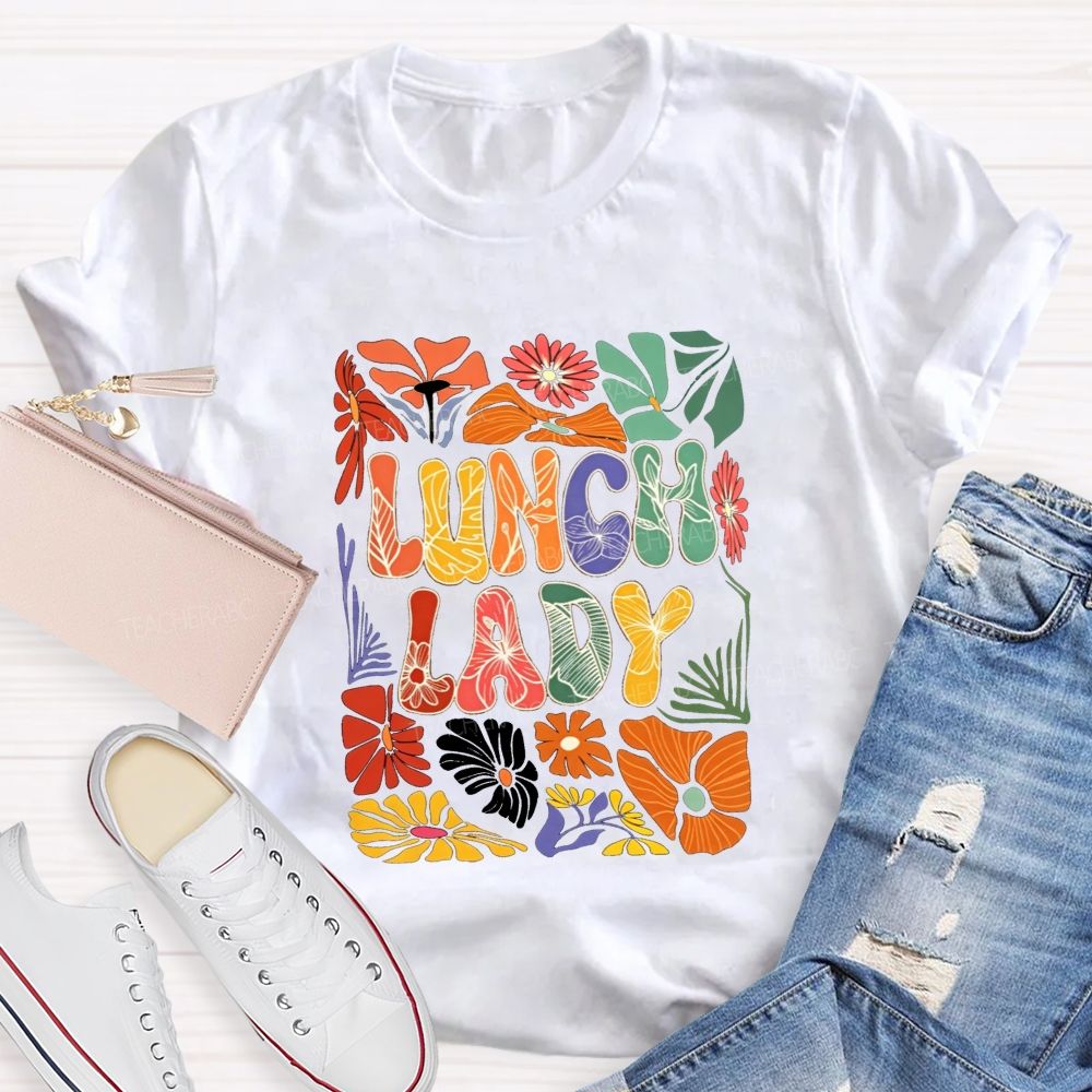 Floral Lunch Lady Life Wildflower T-shirt