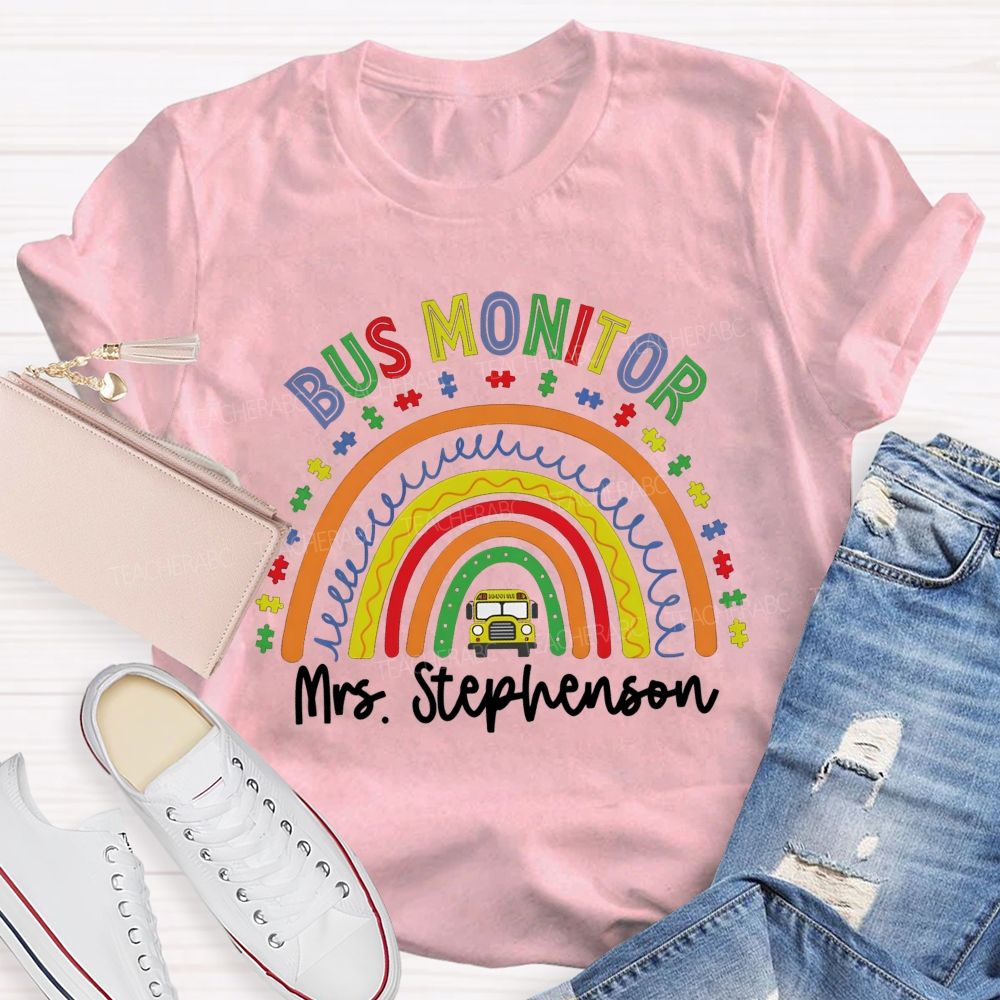 Personalized Name Bus Monitor Teacher T-Shirt