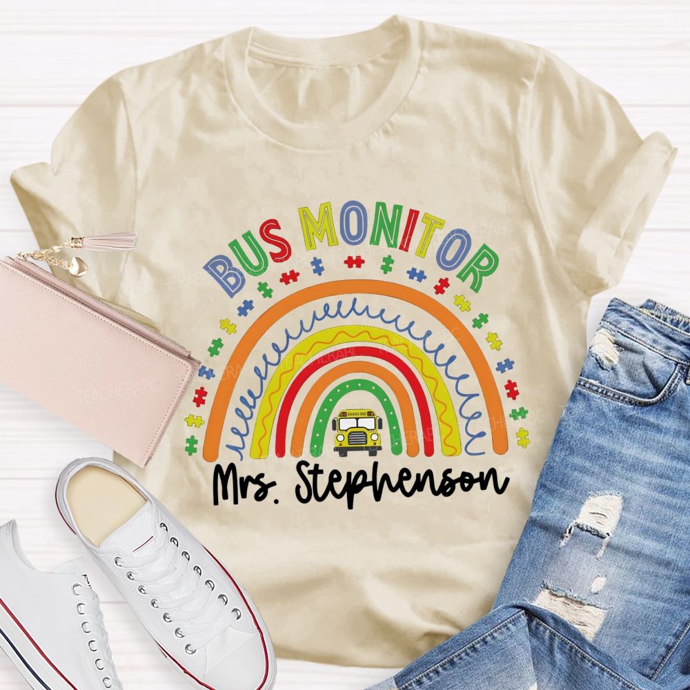 Personalized Name Bus Monitor Teacher T-Shirt