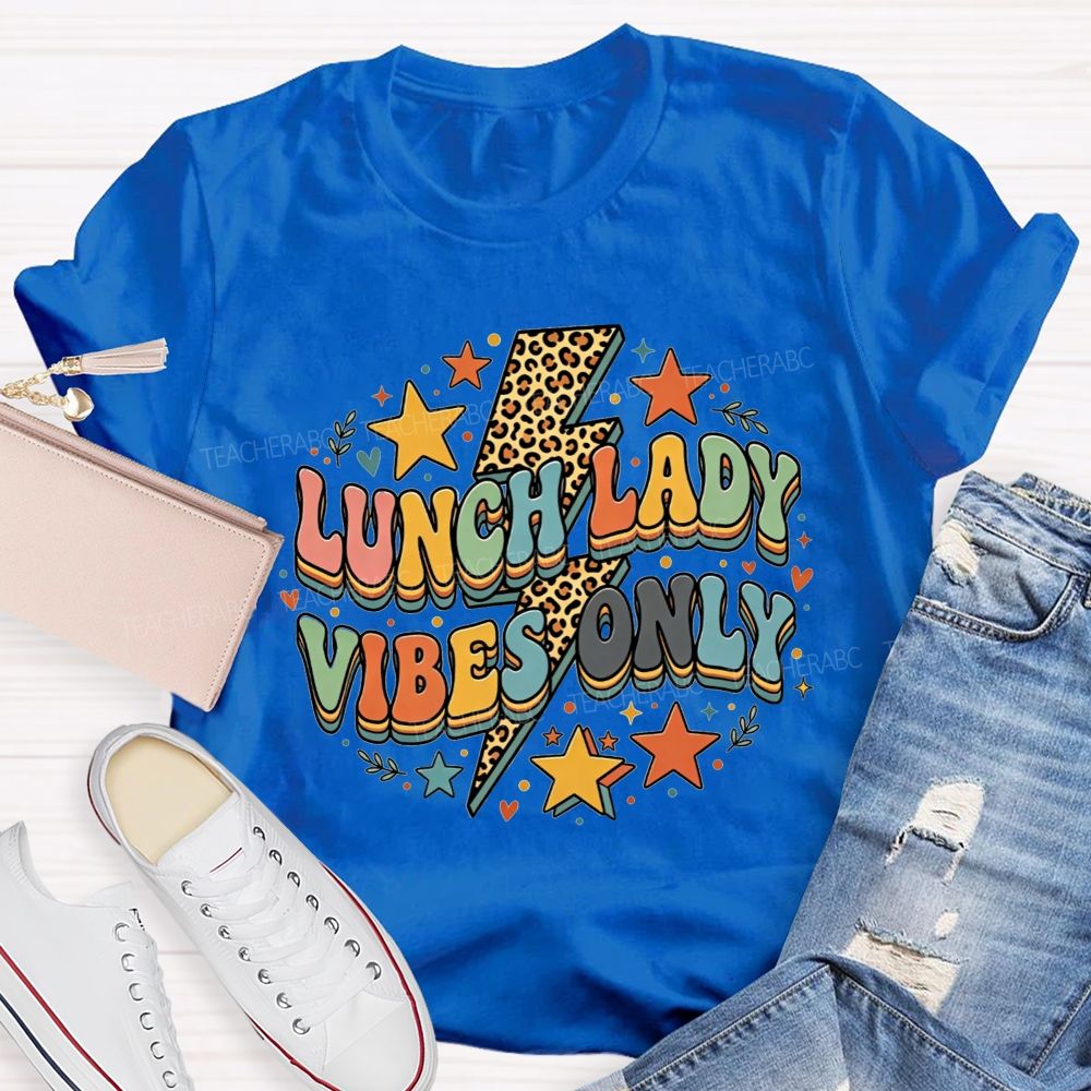 Lunch Lady Vibes Only Leopard Lightning Design T-shirt