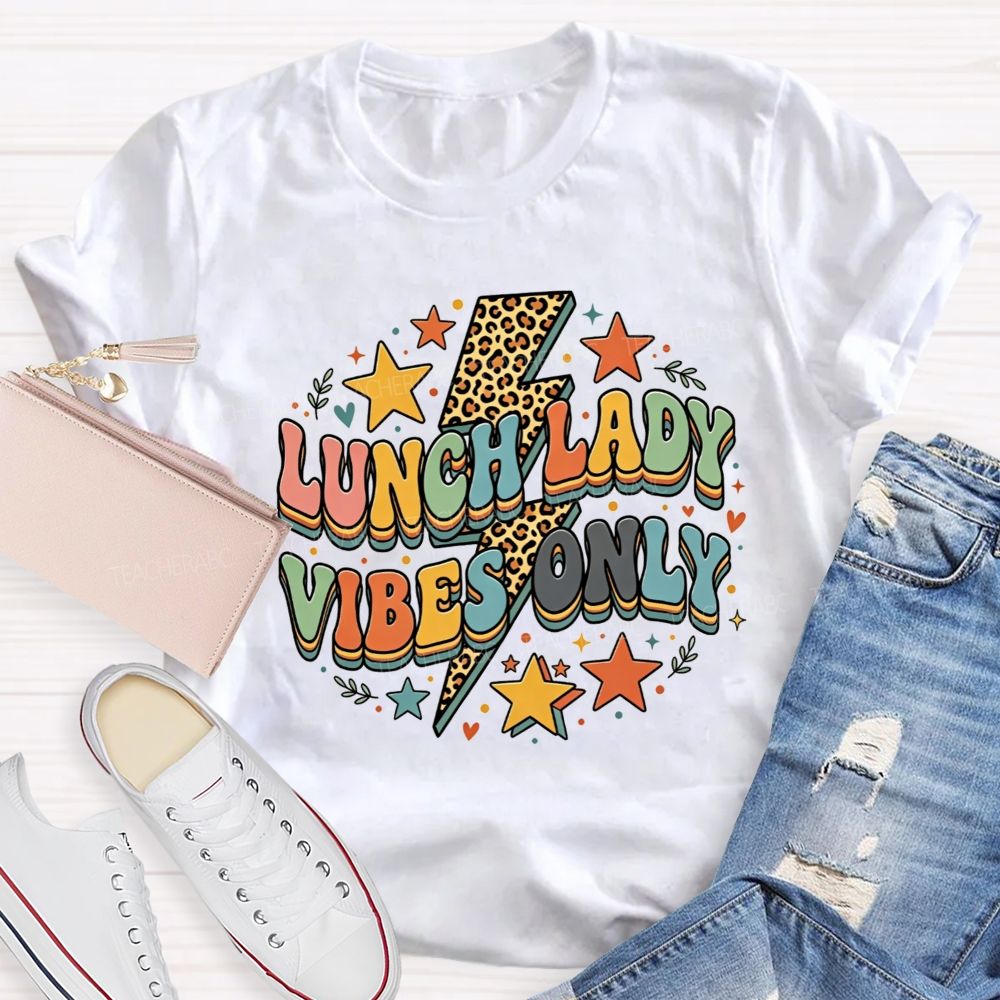 Lunch Lady Vibes Only Leopard Lightning Design T-shirt