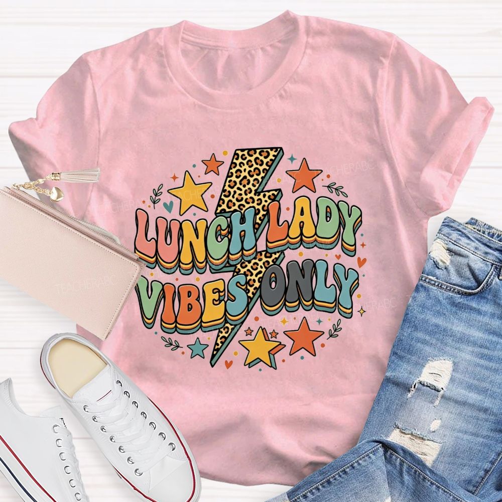 Lunch Lady Vibes Only Leopard Lightning Design T-shirt