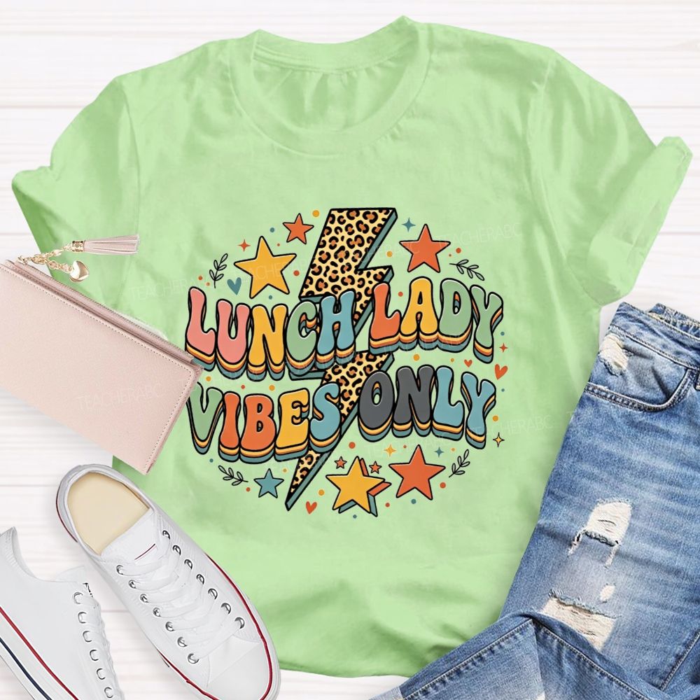Lunch Lady Vibes Only Leopard Lightning Design T-shirt