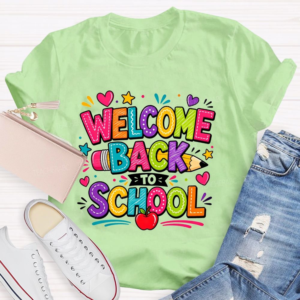 Welcome Back To School And Colorful Doodle Teacher T-shirt