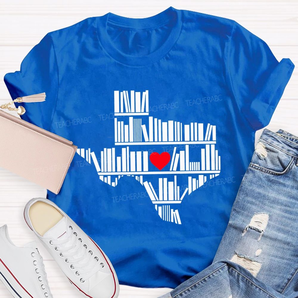 School Librarian Heart Book Lover Teacher T-shirt