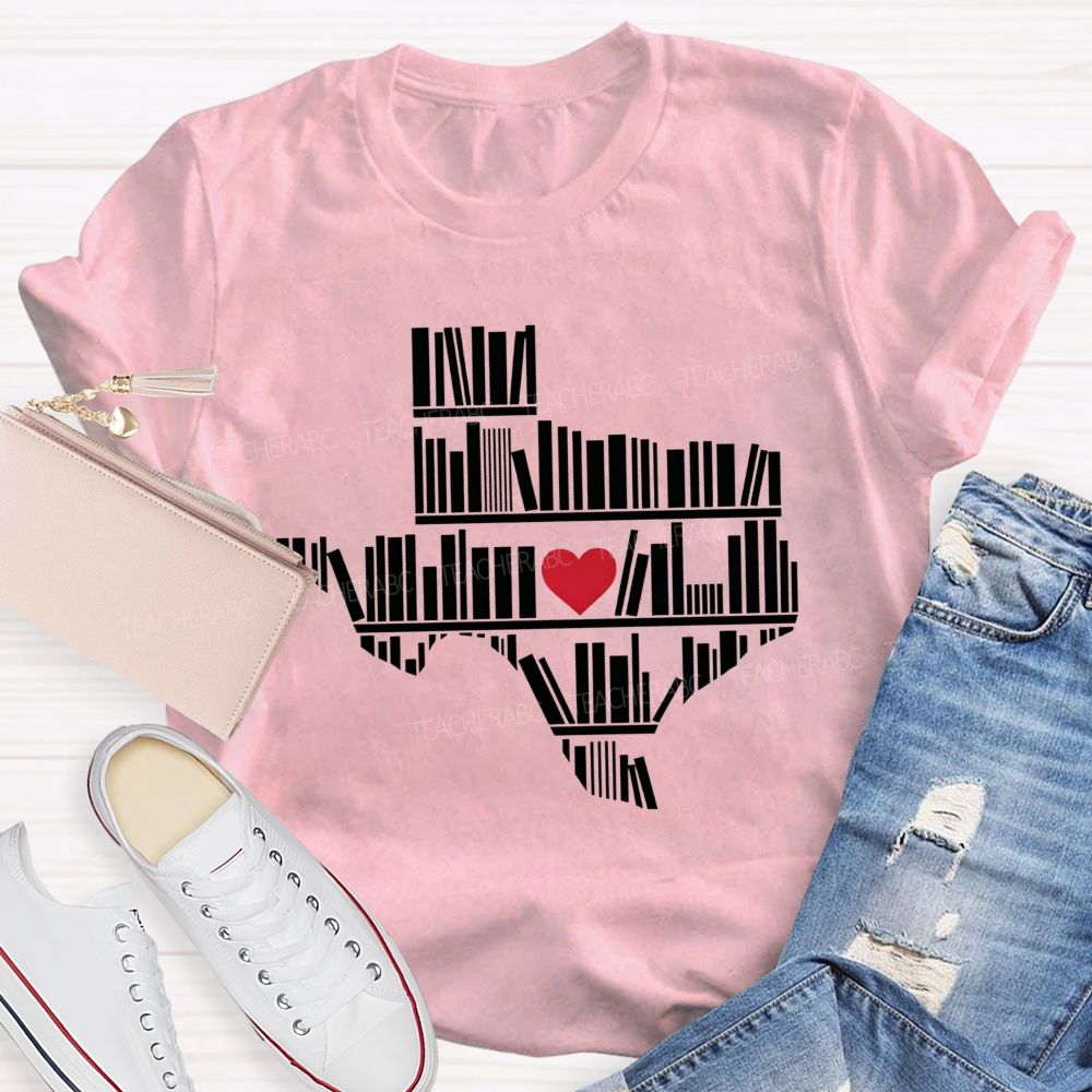 School Librarian Heart Book Lover Teacher T-shirt