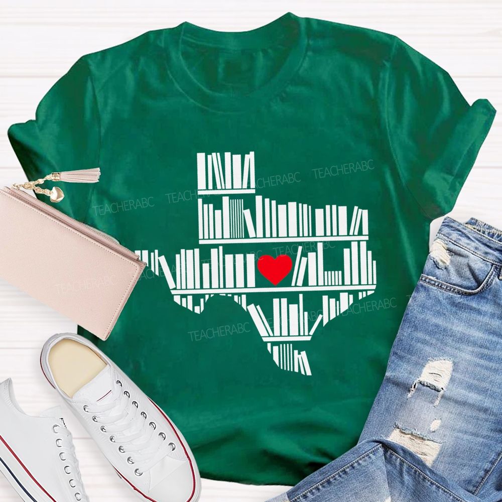 School Librarian Heart Book Lover Teacher T-shirt