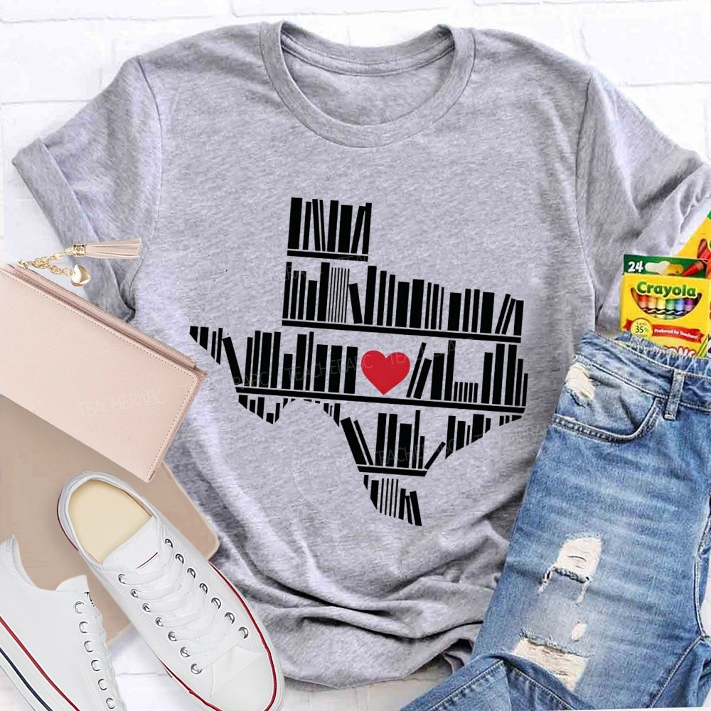 School Librarian Heart Book Lover Teacher T-shirt