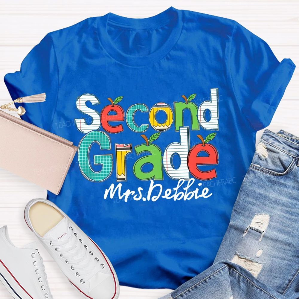 Personalized Name Apple Design Back to School Shirt