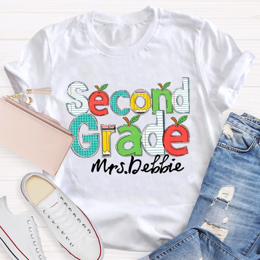 Personalized Name Apple Design Back to School Shirt
