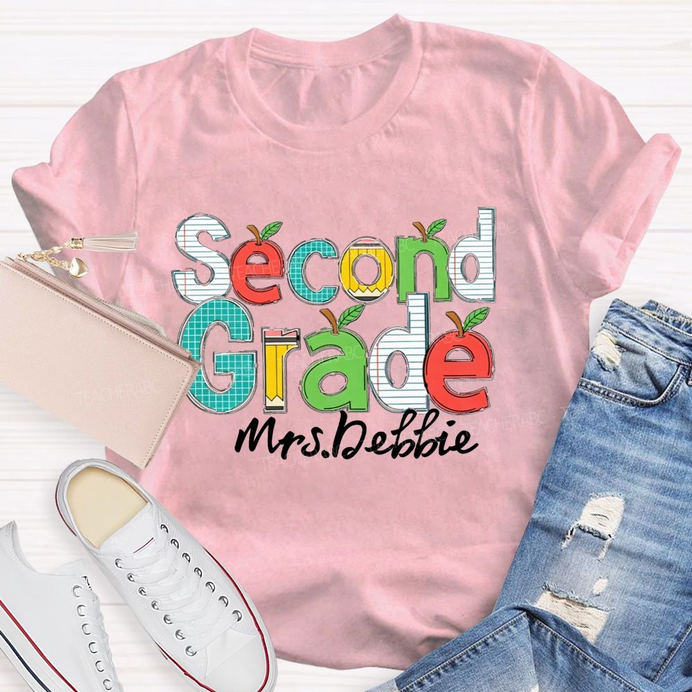 Personalized Name Apple Design Back to School Shirt