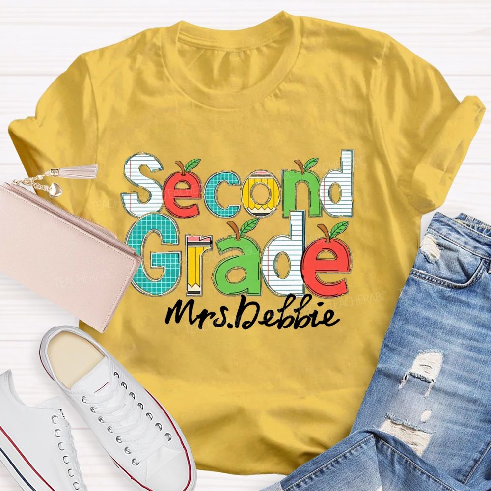 Personalized Name Apple Design Back to School Shirt