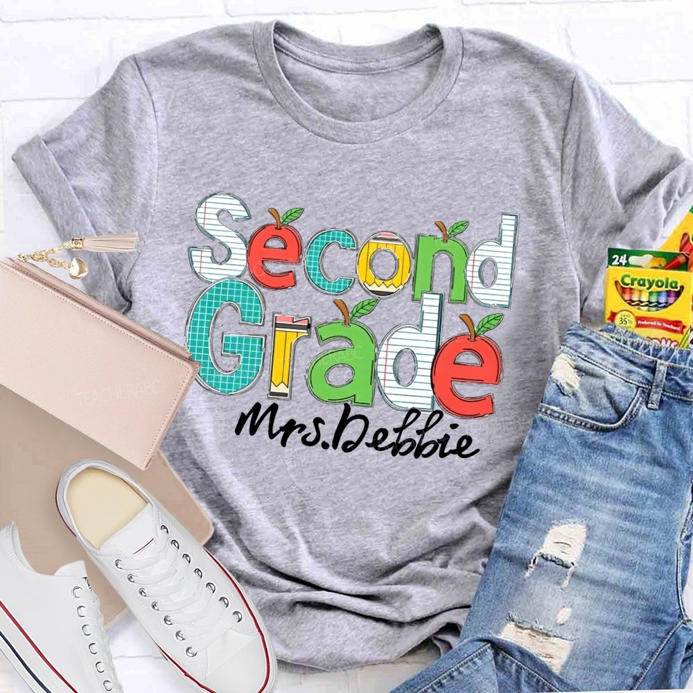 Personalized Name Apple Design Back to School Shirt