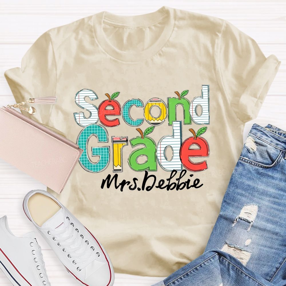 Personalized Name Apple Design Back to School Shirt