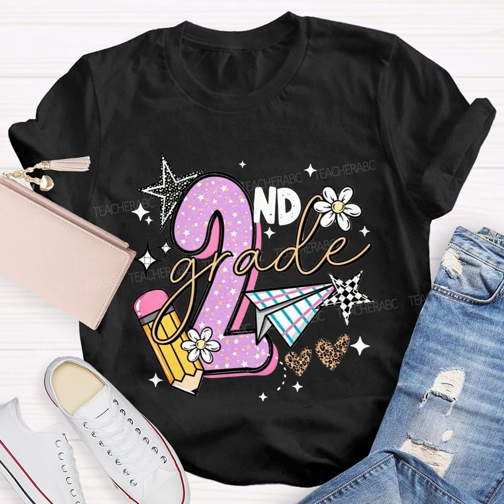 Personalized Grade Star Paper Plane Teacher T-shirt