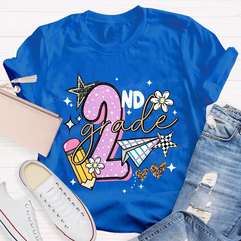 Personalized Grade Star Paper Plane Teacher T-shirt