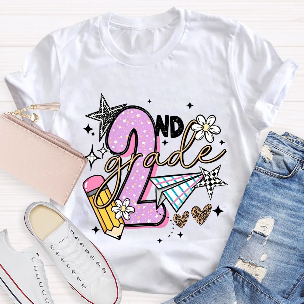 Personalized Grade Star Paper Plane Teacher T-shirt
