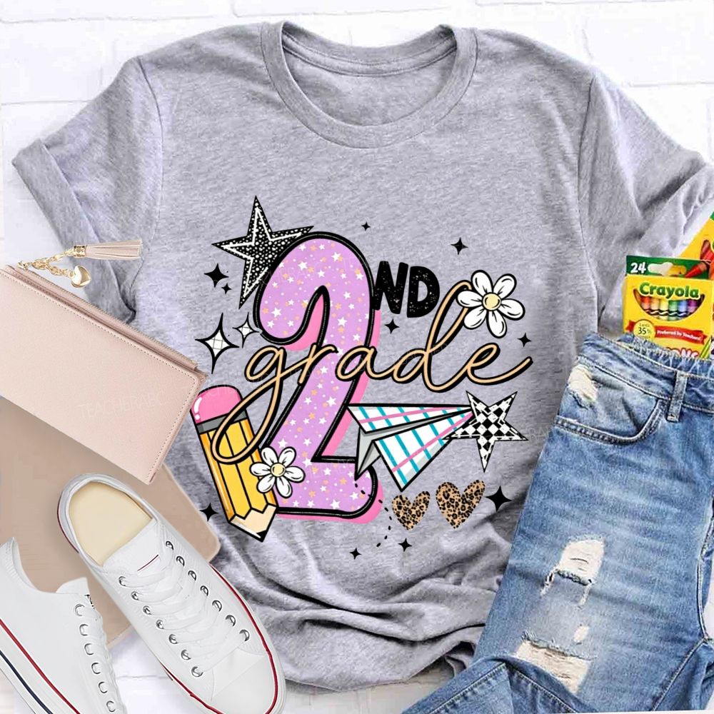 Personalized Grade Star Paper Plane Teacher T-shirt