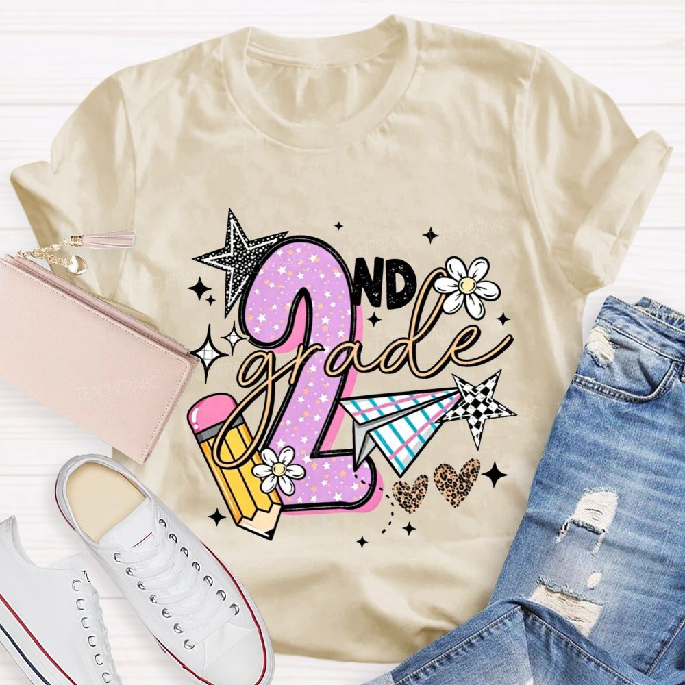 Personalized Grade Star Paper Plane Teacher T-shirt