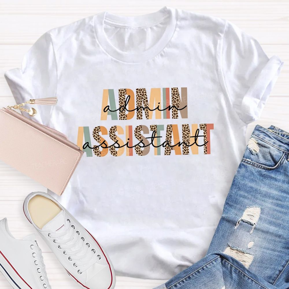 Leopard Neutral Boho Admin Assistant T-shirt