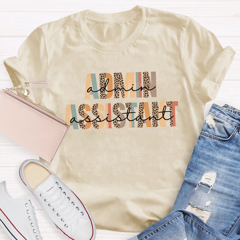 Leopard Neutral Boho Admin Assistant T-shirt