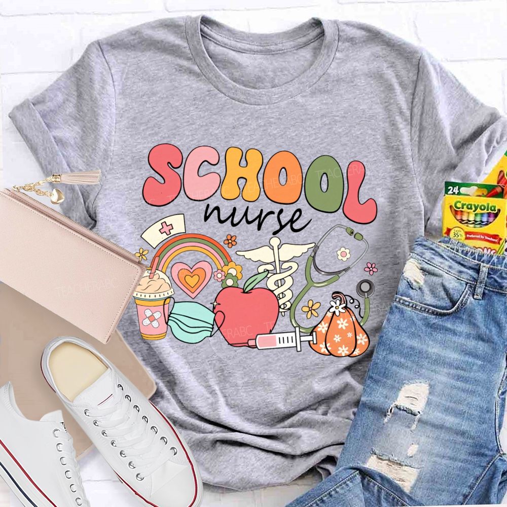 School Nurse Fall Season Teacher T-shirt