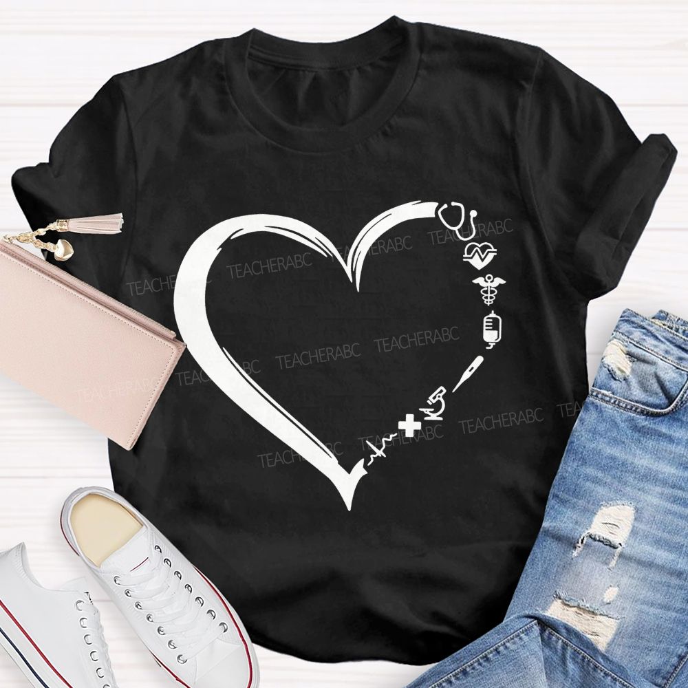 School Nurse Medical Heart Healthcare Worker T-shirt
