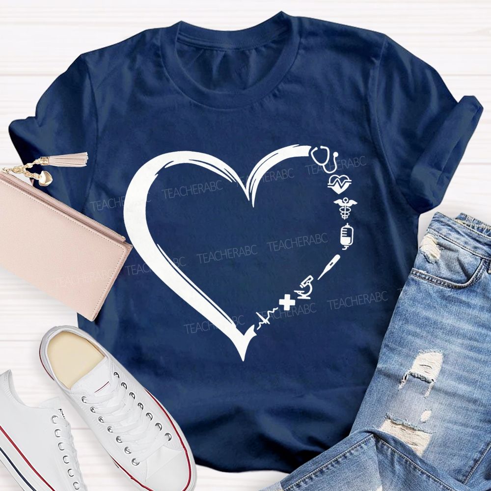 School Nurse Medical Heart Healthcare Worker T-shirt