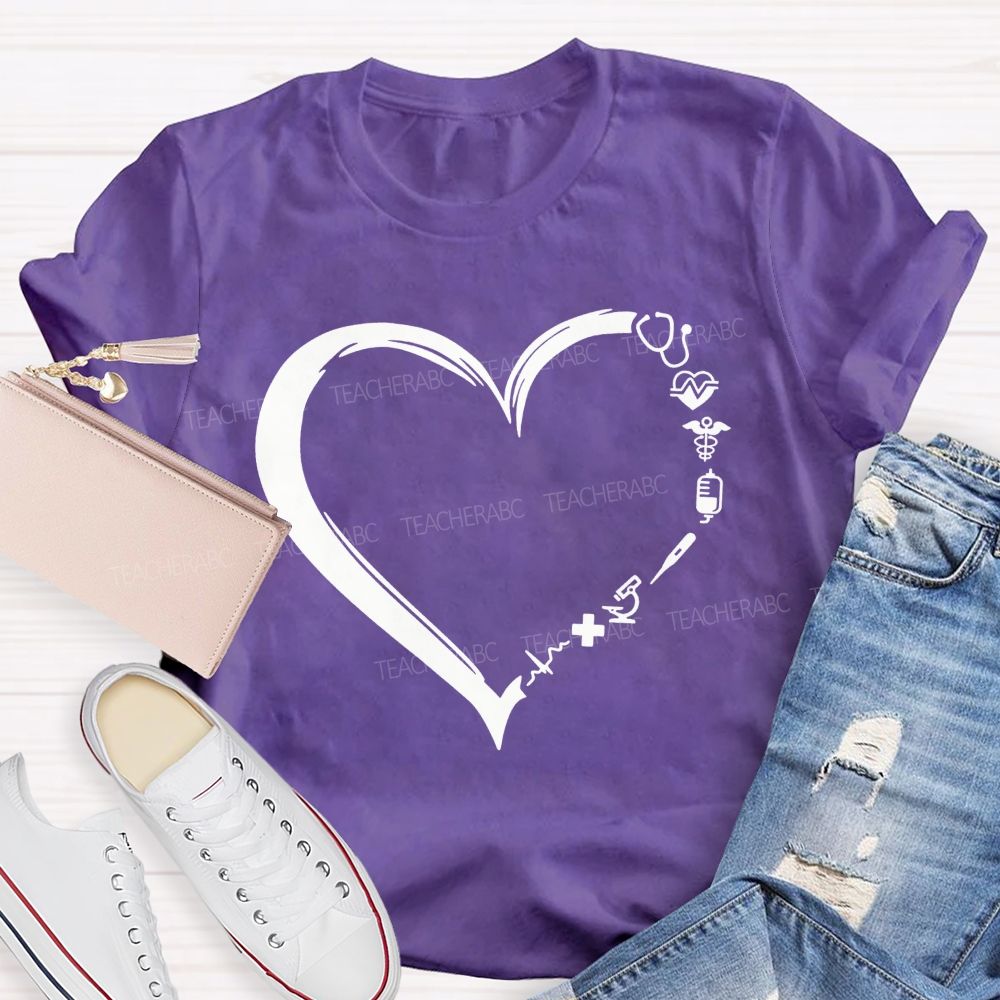 School Nurse Medical Heart Healthcare Worker T-shirt