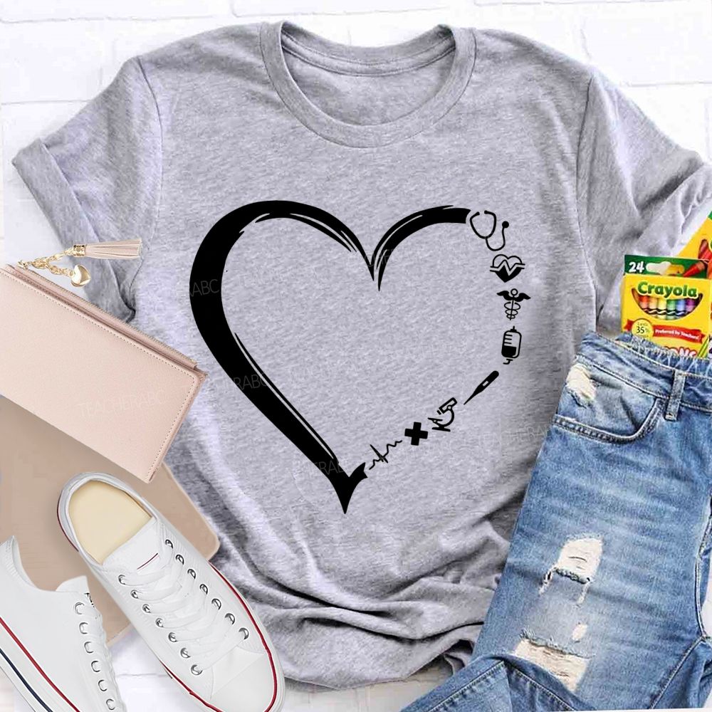 School Nurse Medical Heart Healthcare Worker T-shirt