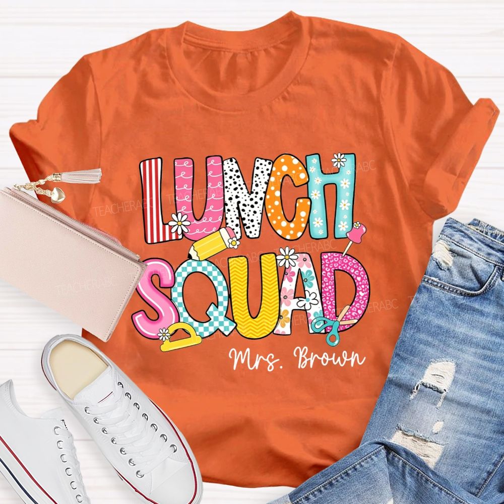 Personalized Name Lunch Squad Matching Team Cafeteria T-shirt