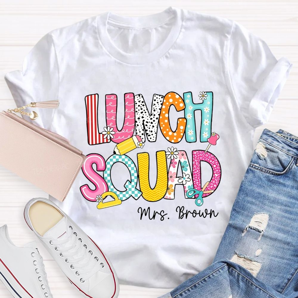 Personalized Name Lunch Squad Matching Team Cafeteria T-shirt