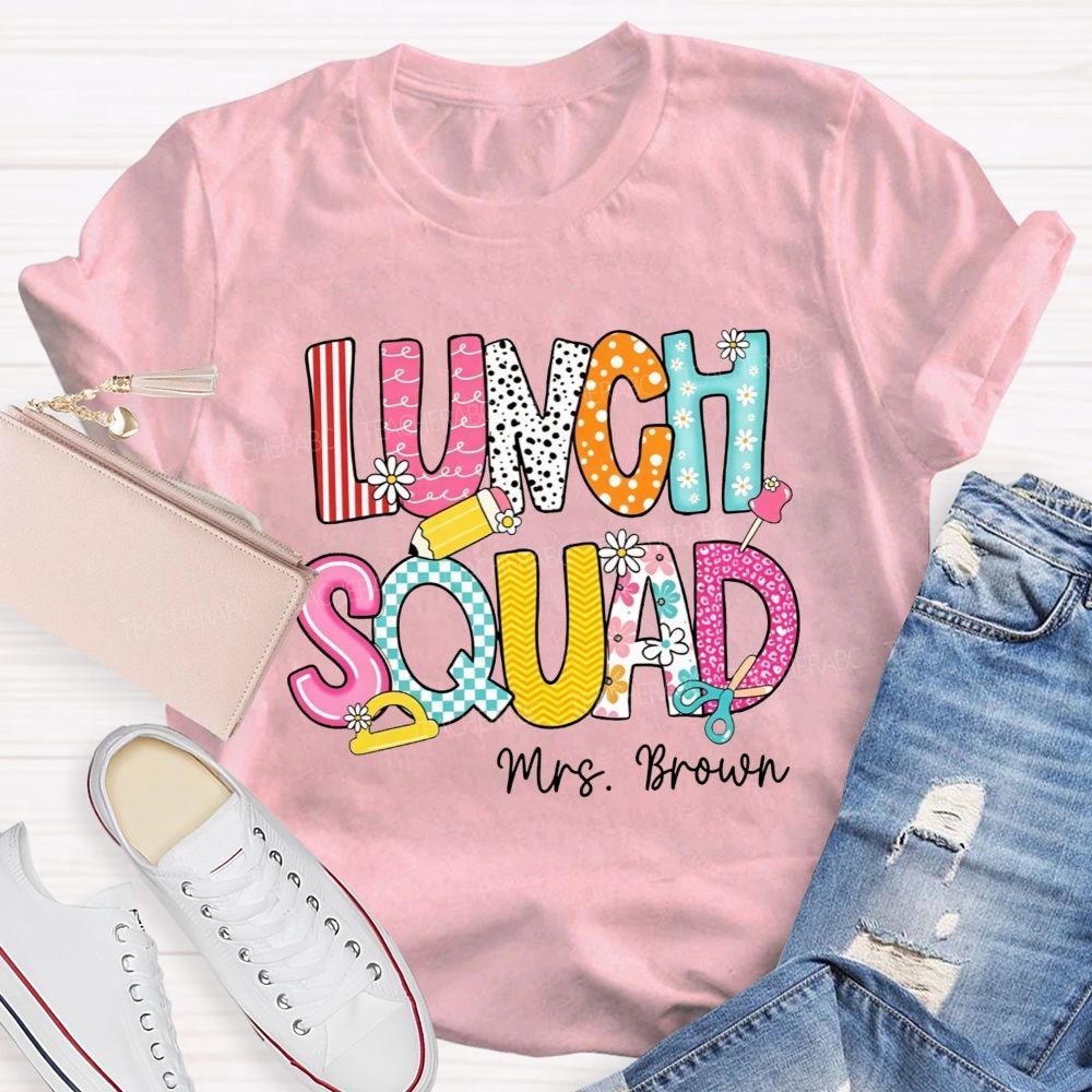Personalized Name Lunch Squad Matching Team Cafeteria T-shirt