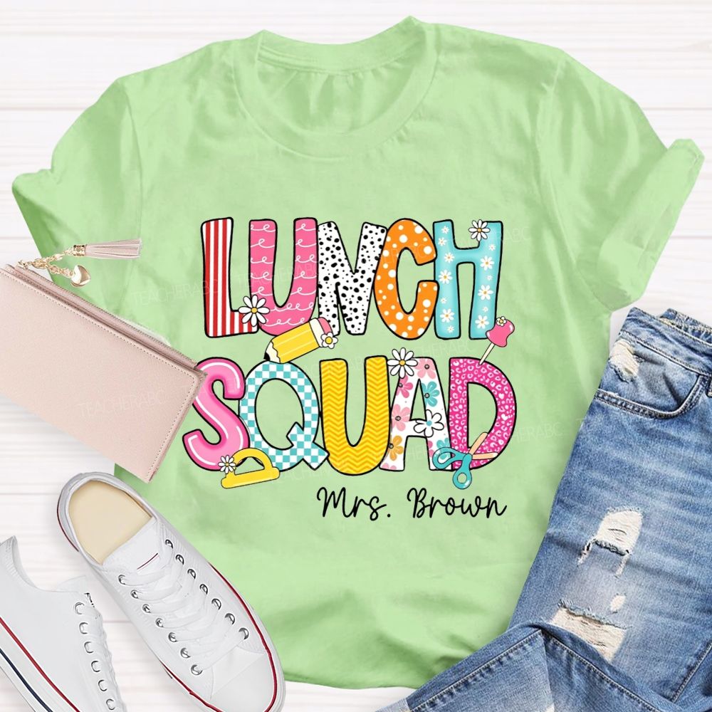 Personalized Name Lunch Squad Matching Team Cafeteria T-shirt