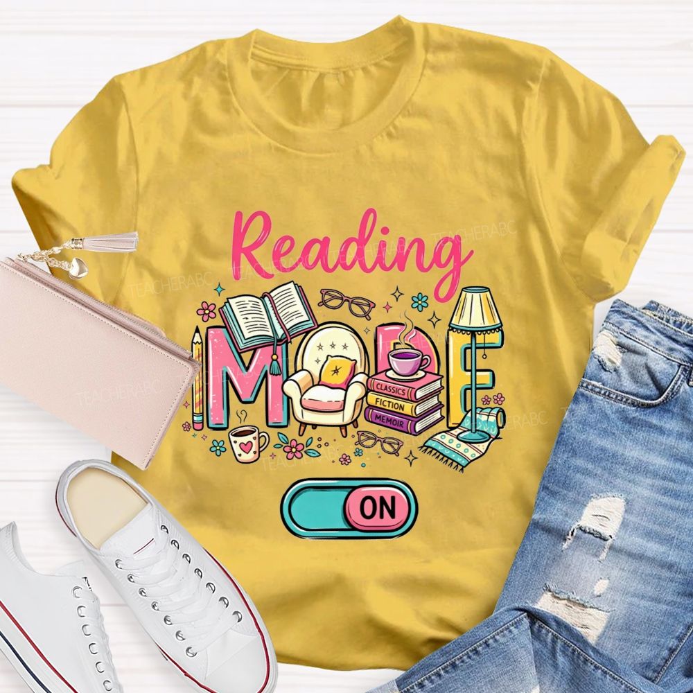 Reading Mode On Book Lover Armchair Coffee Floral T-shirt