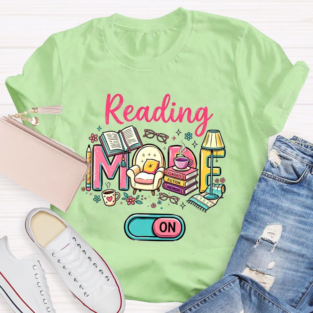 Reading Mode On Book Lover Armchair Coffee Floral T-shirt