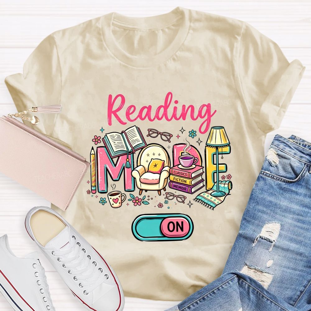 Reading Mode On Book Lover Armchair Coffee Floral T-shirt