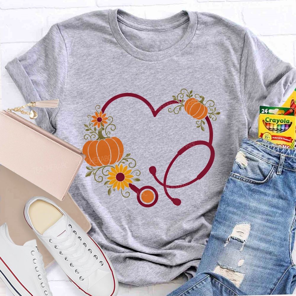 School Nurse Pumpkin Teacher T-Shirt