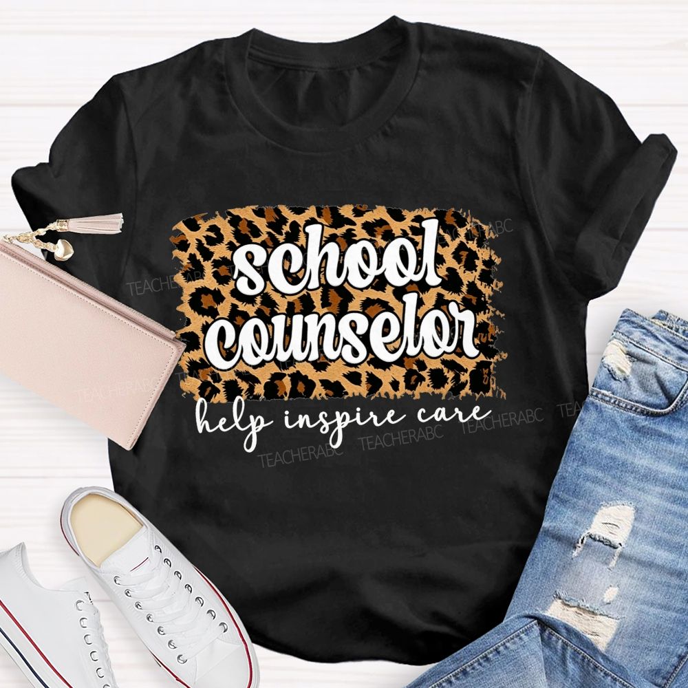 School Counselor Help Inspire Care Leopard Print T-shirt