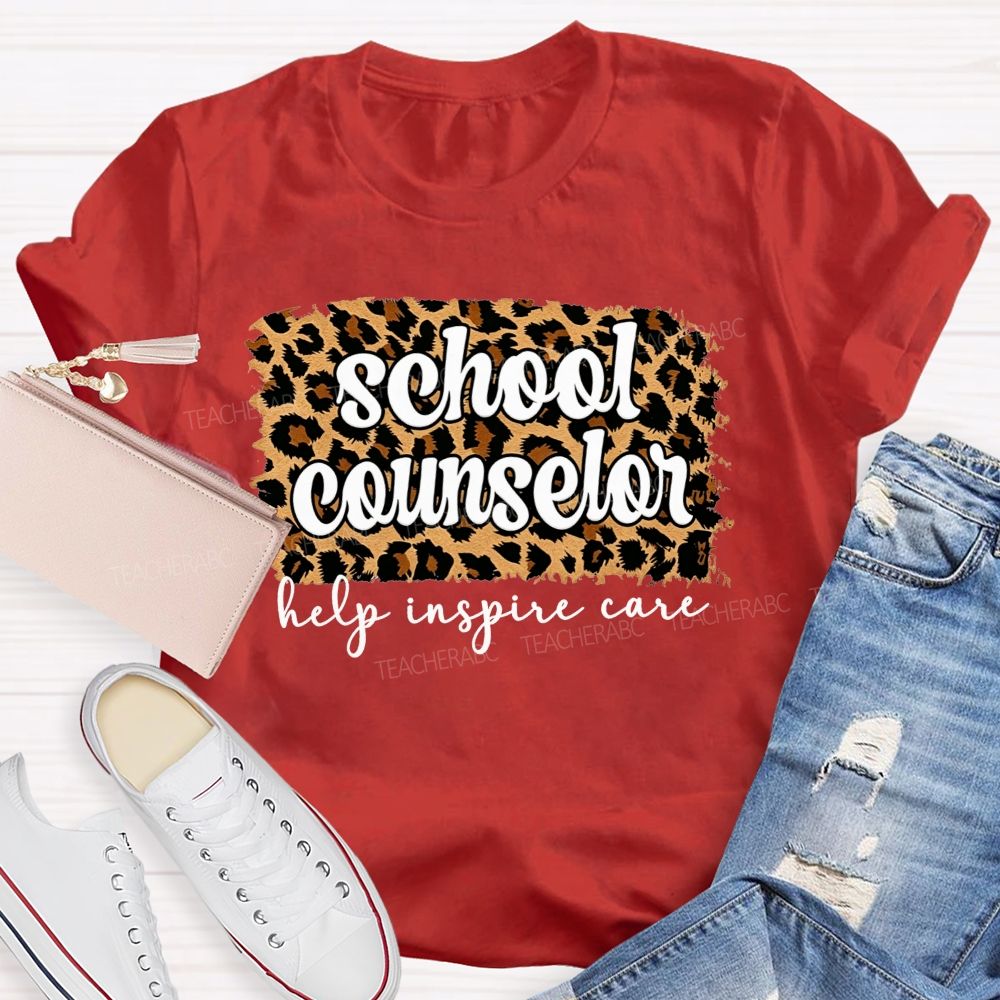School Counselor Help Inspire Care Leopard Print T-shirt